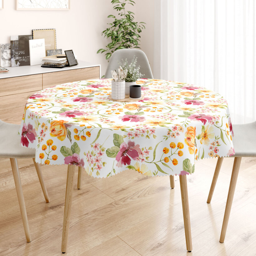 Runde Tischdecke Teflon - Hibiskusblüten