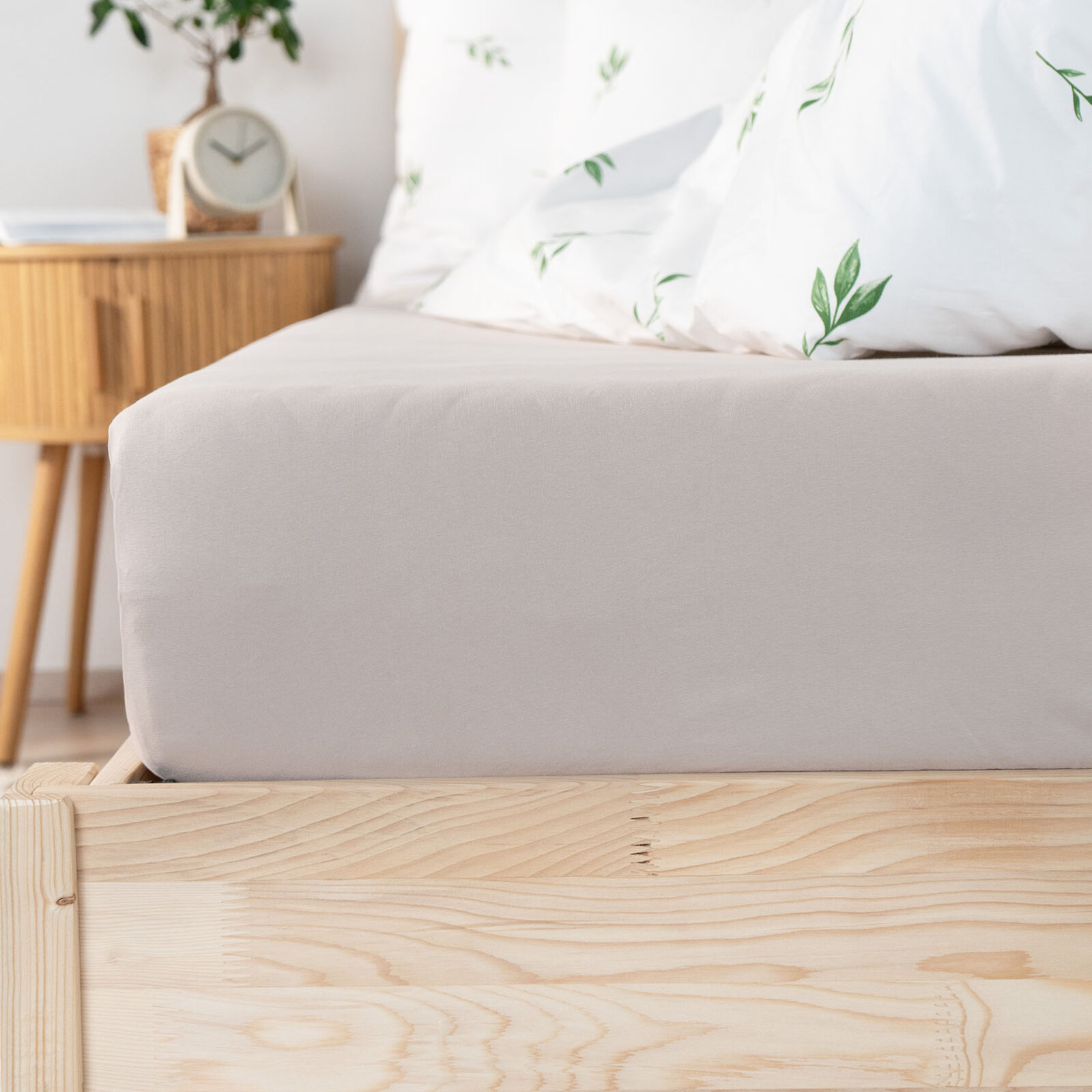 Bettlaken Jersey mit Gummiband - graubraun