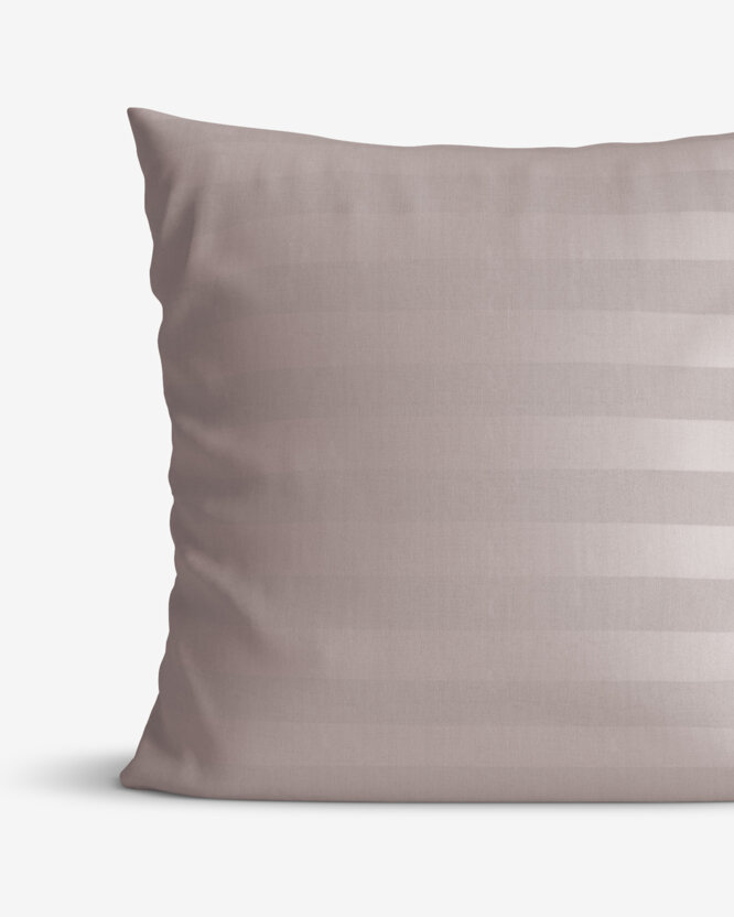 Kissenbezug aus Damast - graubraun Streifen mit Satin-Glanz