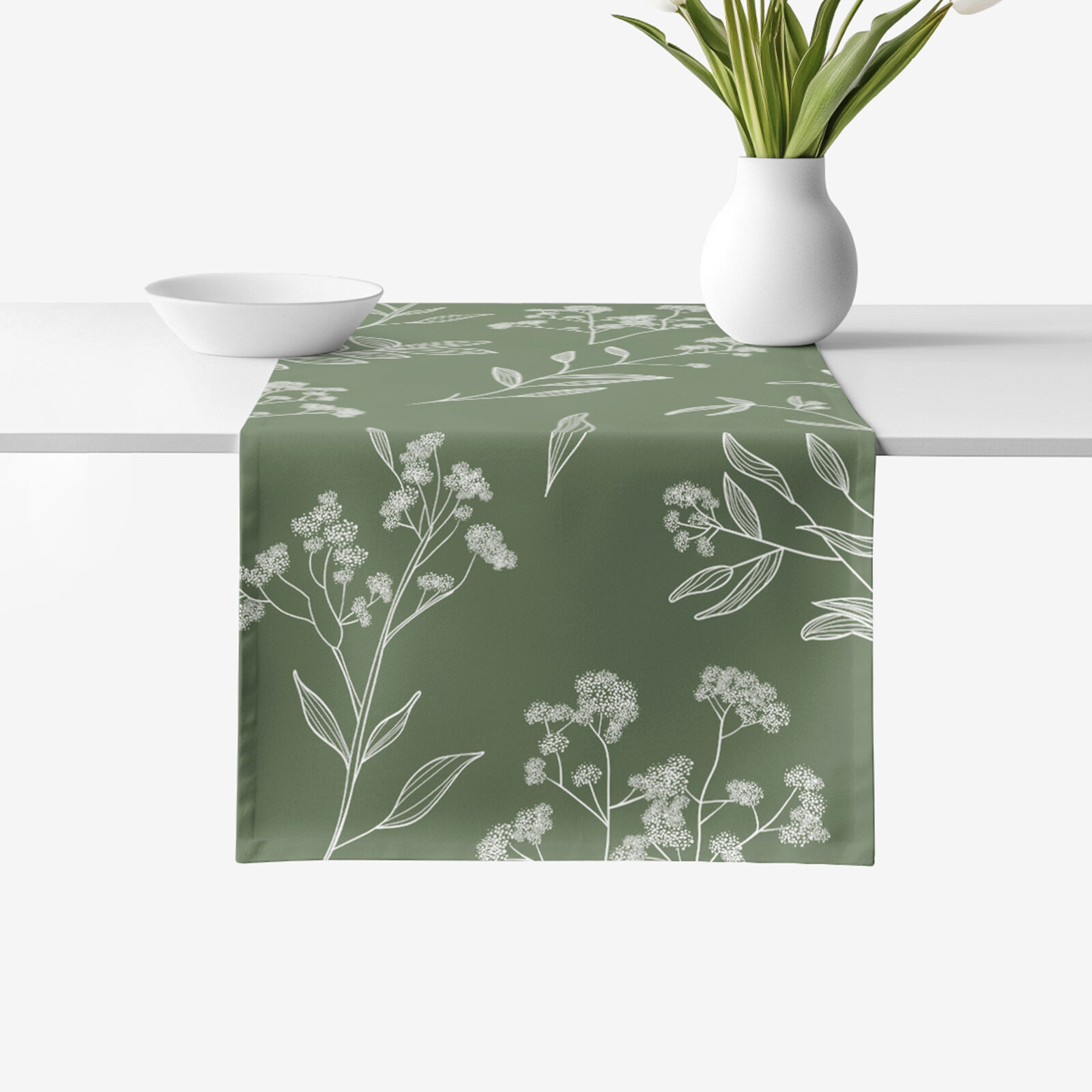 Tischläufer aus 100% Baumwolle - Kräuterblätter