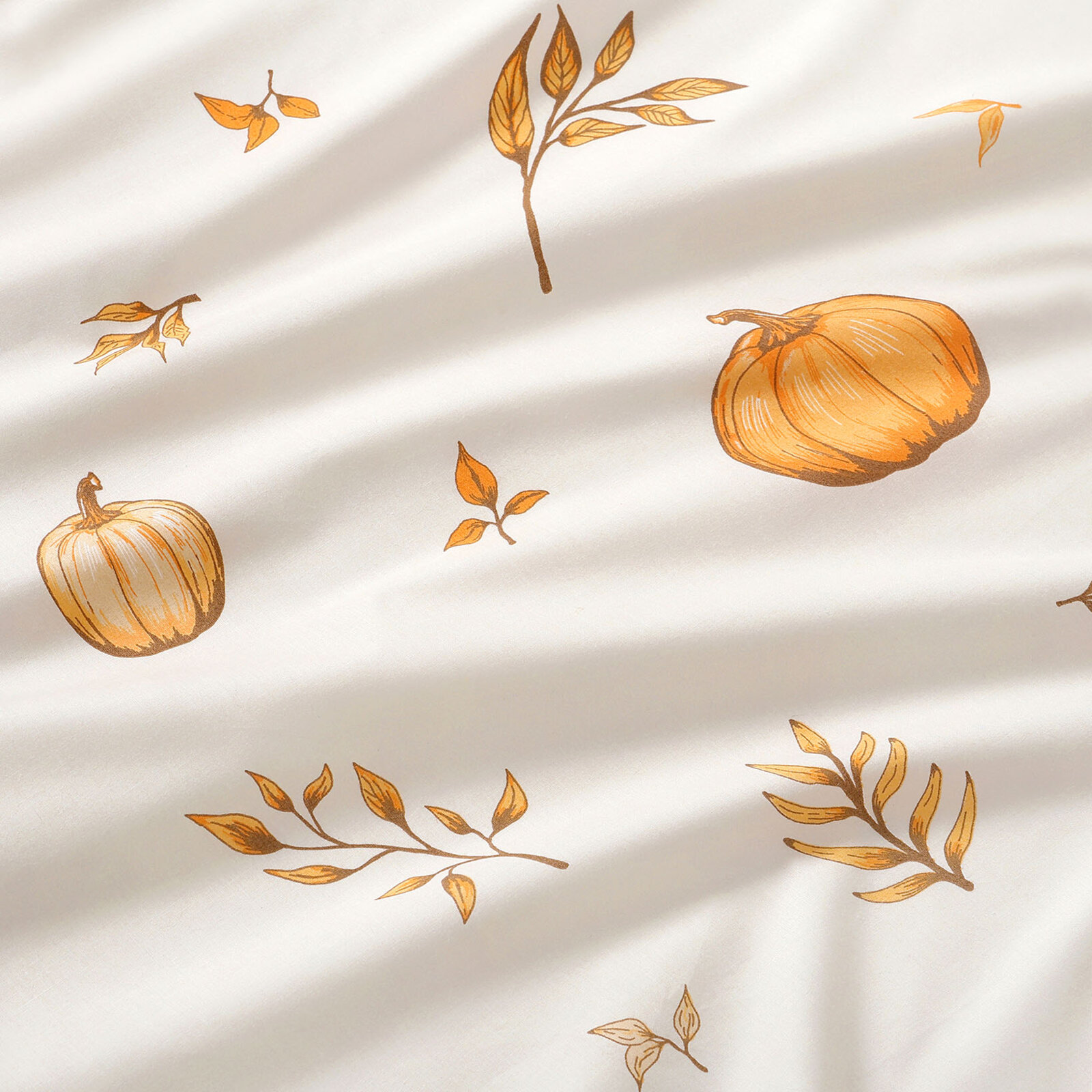 Eckige Tischdecke 100% Baumwolle - Herbstkürbisse und Blätter