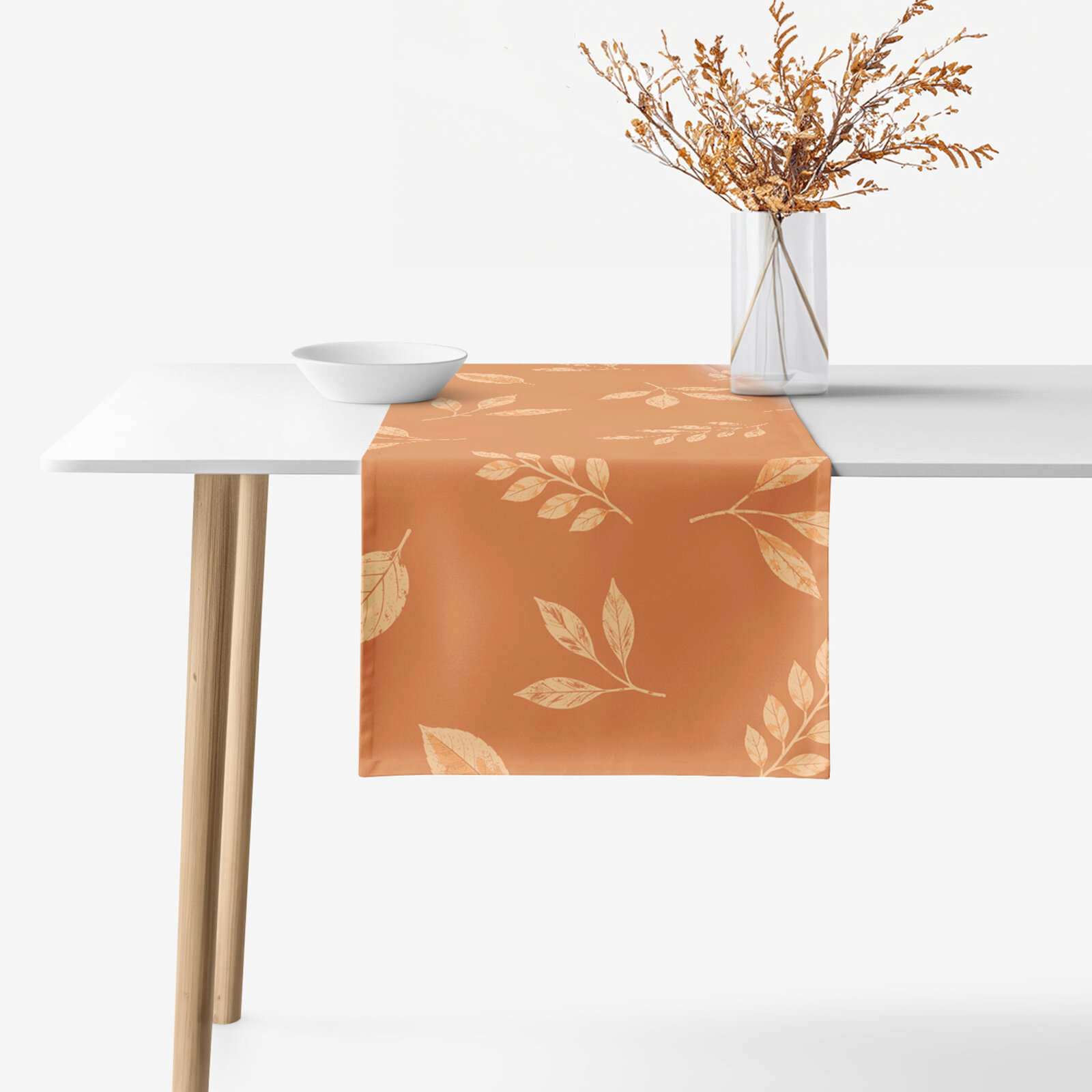 Tischläufer aus 100% Baumwolle - Orange Herbstblätter