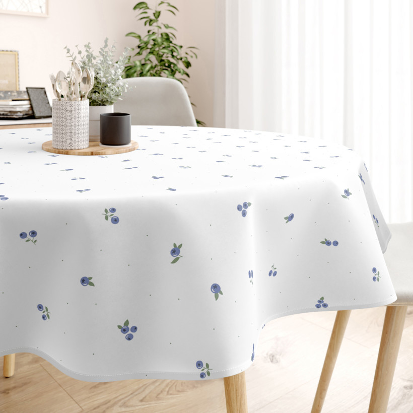 Runde Tischdecke 100% Baumwolle - Heidelbeeren
