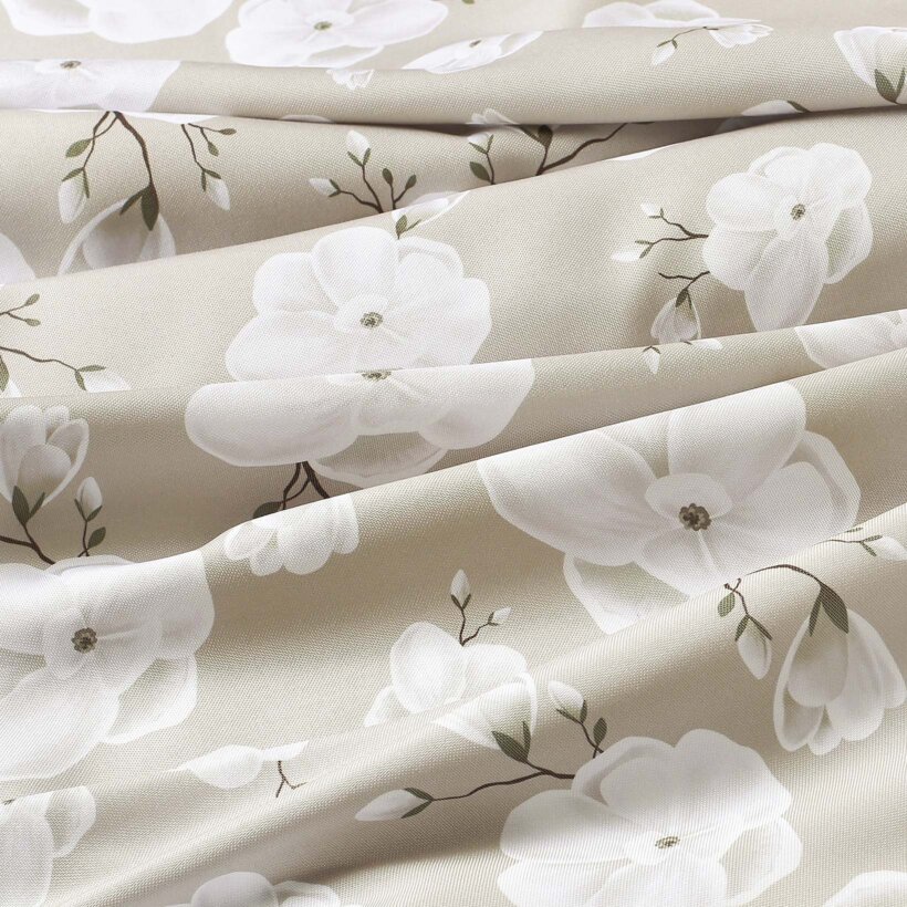 Ovale Tischdecke Teflon - weiße Blumen