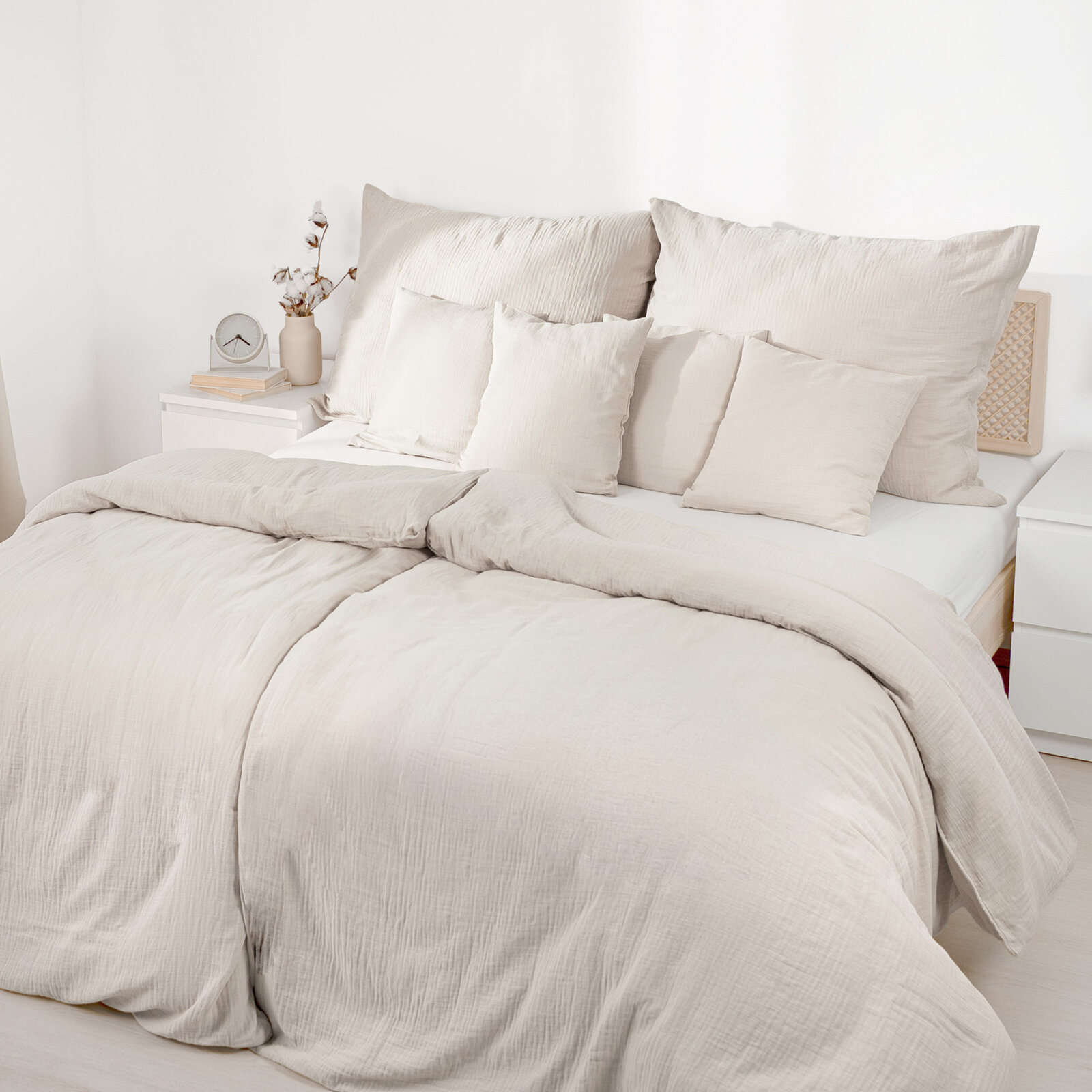 Musselin-Bettwäsche – creme