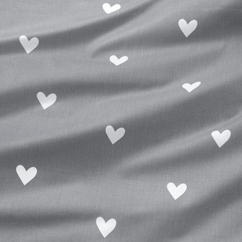 Tischset 100% Baumwolle - Herzchen auf Grau - 2 Stück