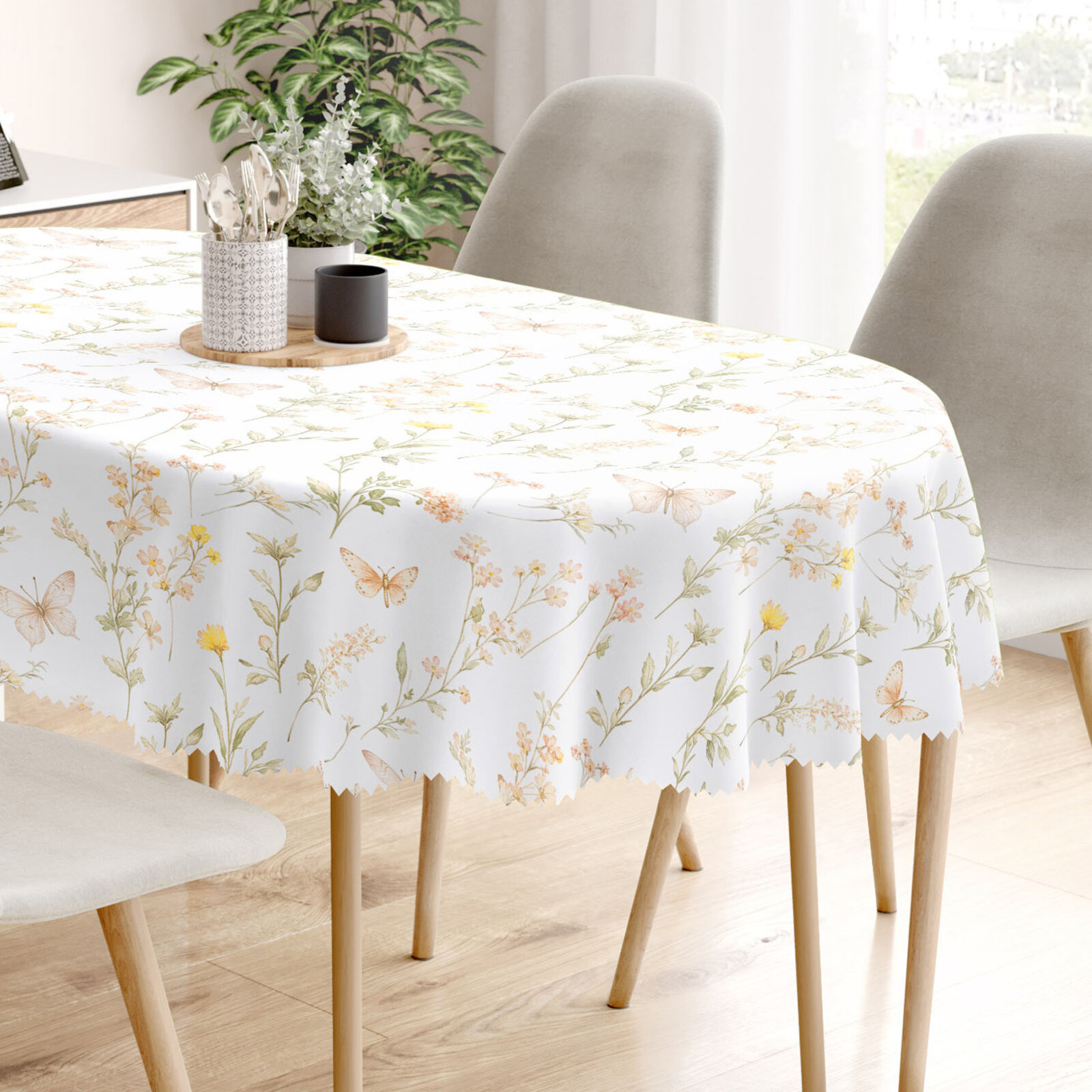 Ovale Tischdecke Teflon - Schmetterlingsgarten