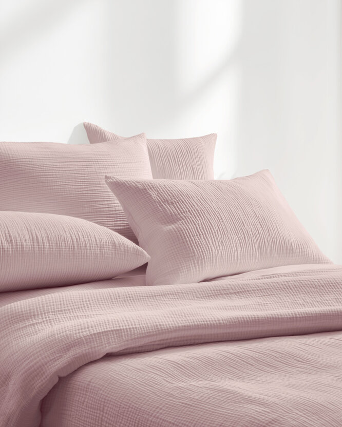 Musselin-Bettwäsche – pastellrosa