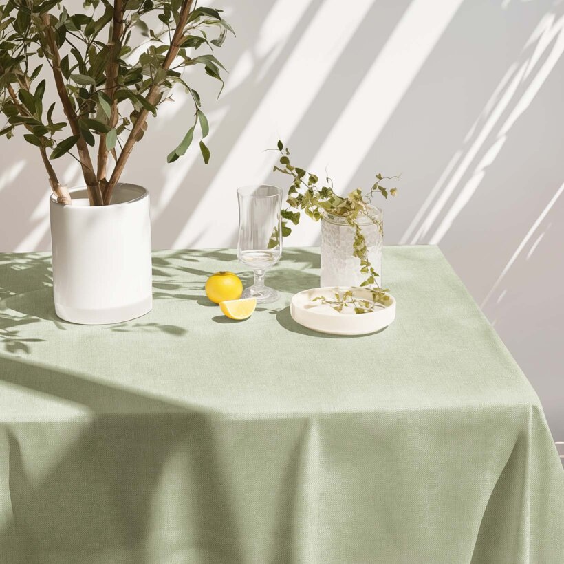 Eckige Tischdecke Malaga - grün natur