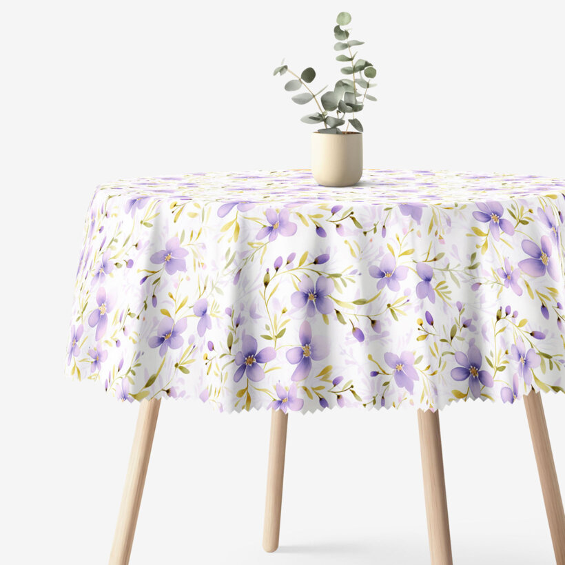 Runde Tischdecke Teflon - Veilchenblüten