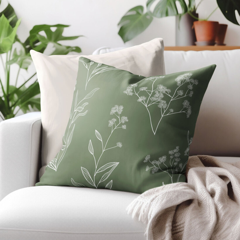 Kissenbezug aus Baumwolle - Kräuterblätter