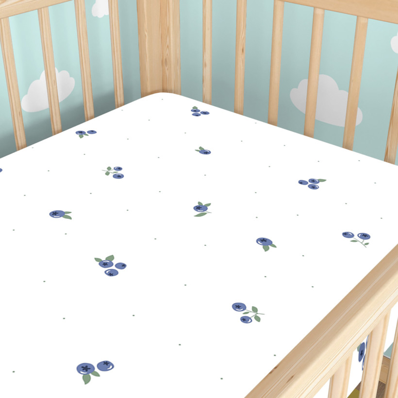 Spannbetttuch aus Baumwolle für Babybetten - Heidelbeeren