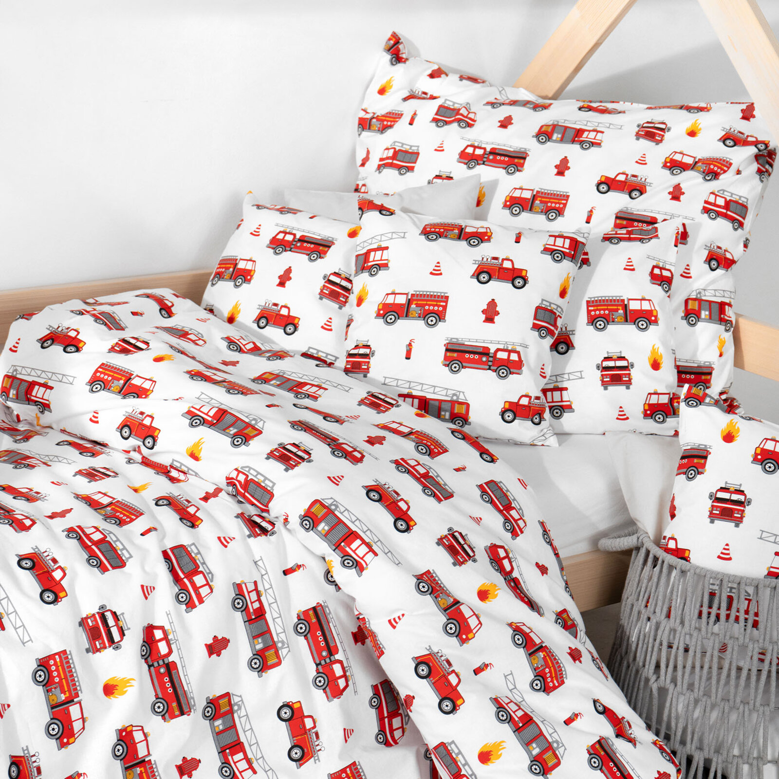 Kinder - Bettwäsche aus Baumwolle - Feuerwehrfahrzeuge