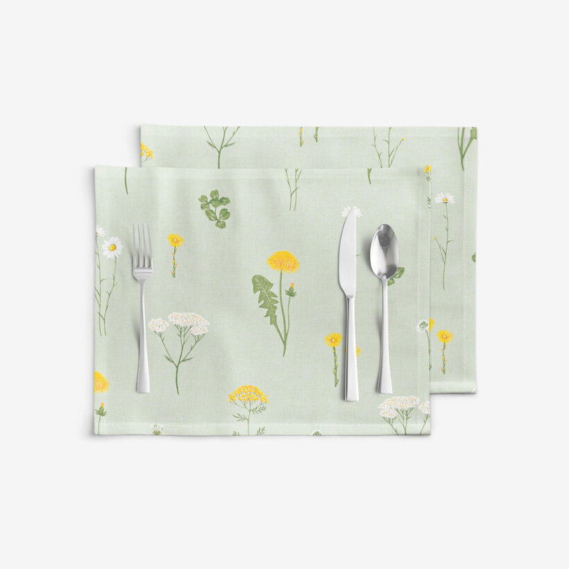 Tischset 100% Baumwolle - Grüne Wiese - 2 Stück