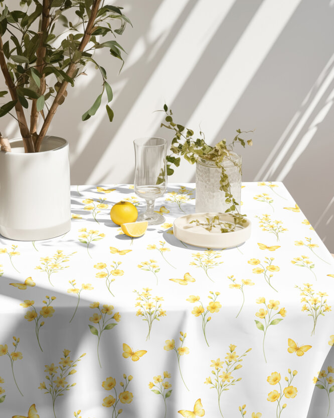 Eckige Teflon-Tischdecke - Gelbe Wiese