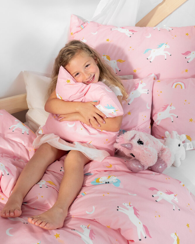 Kinder - Bettwäsche aus Baumwolle - Lustige Einhörner