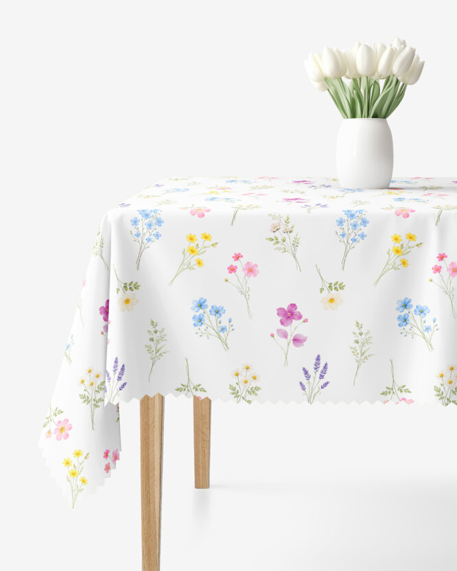 Eckige Teflon-Tischdecke - Blumengarten