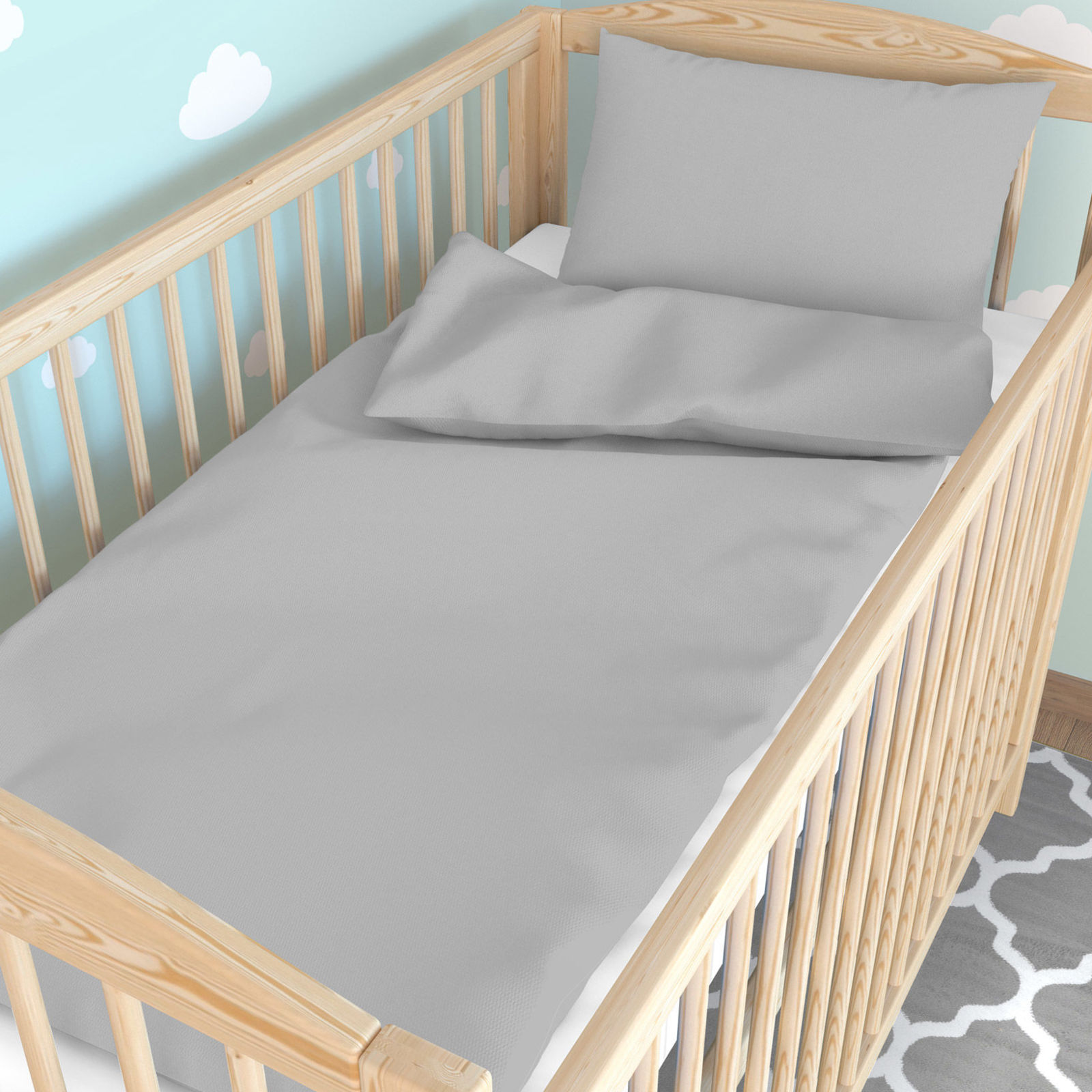 Bettwäsche für Babybetten aus Baumwolle - grau