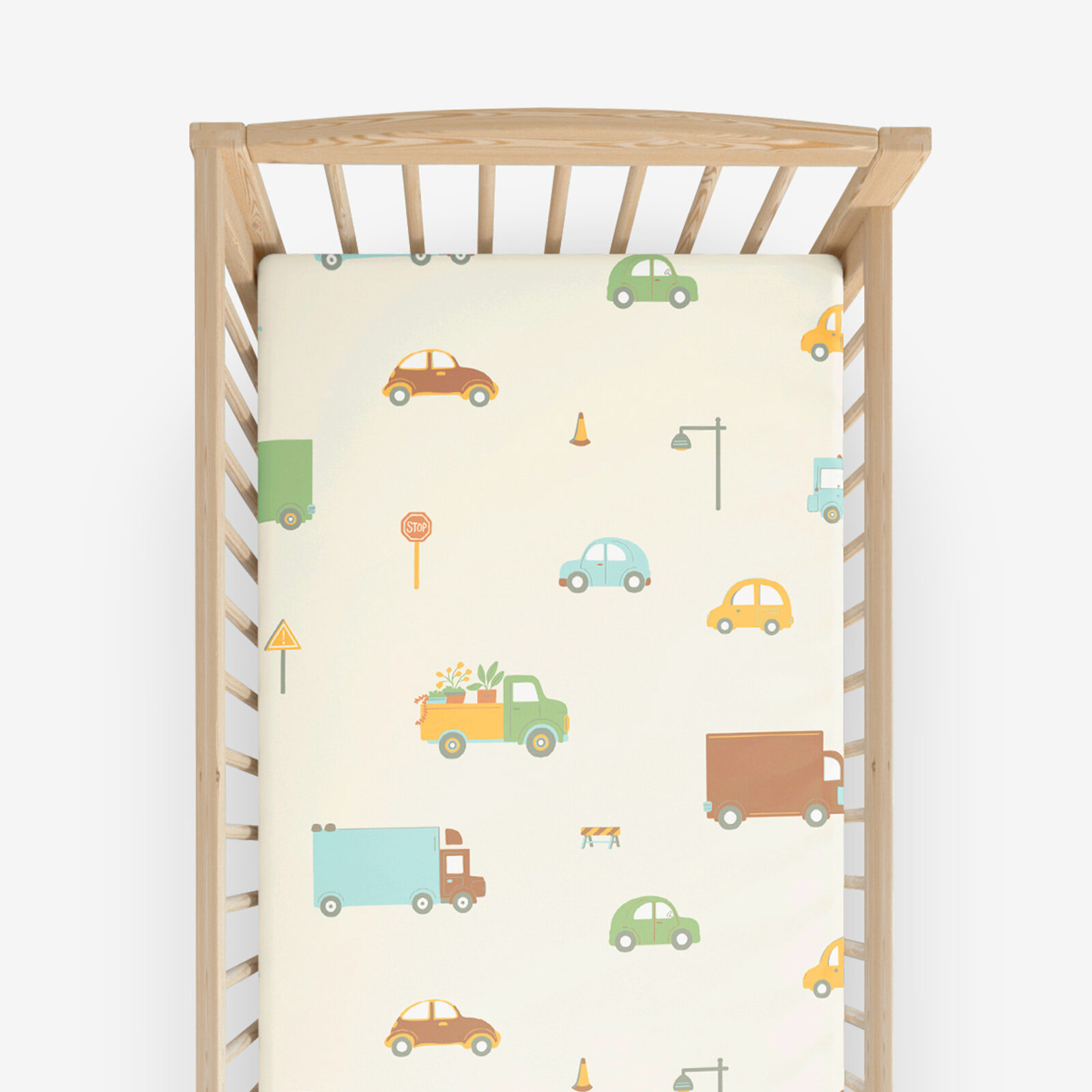 Spannbetttuch aus Baumwolle für Babybetten - Welt der Autos