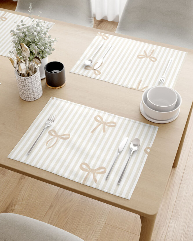 Tischset 100% Baumwolle - Latte-Schleifen mit Streifen - 2 Stück
