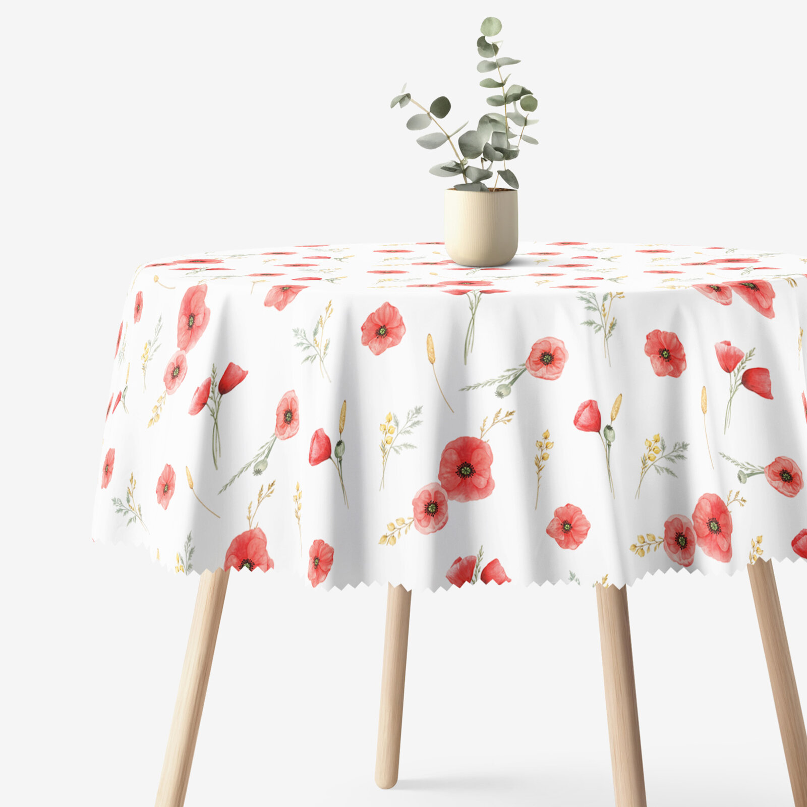 Runde Tischdecke Teflon - Mohnblumen