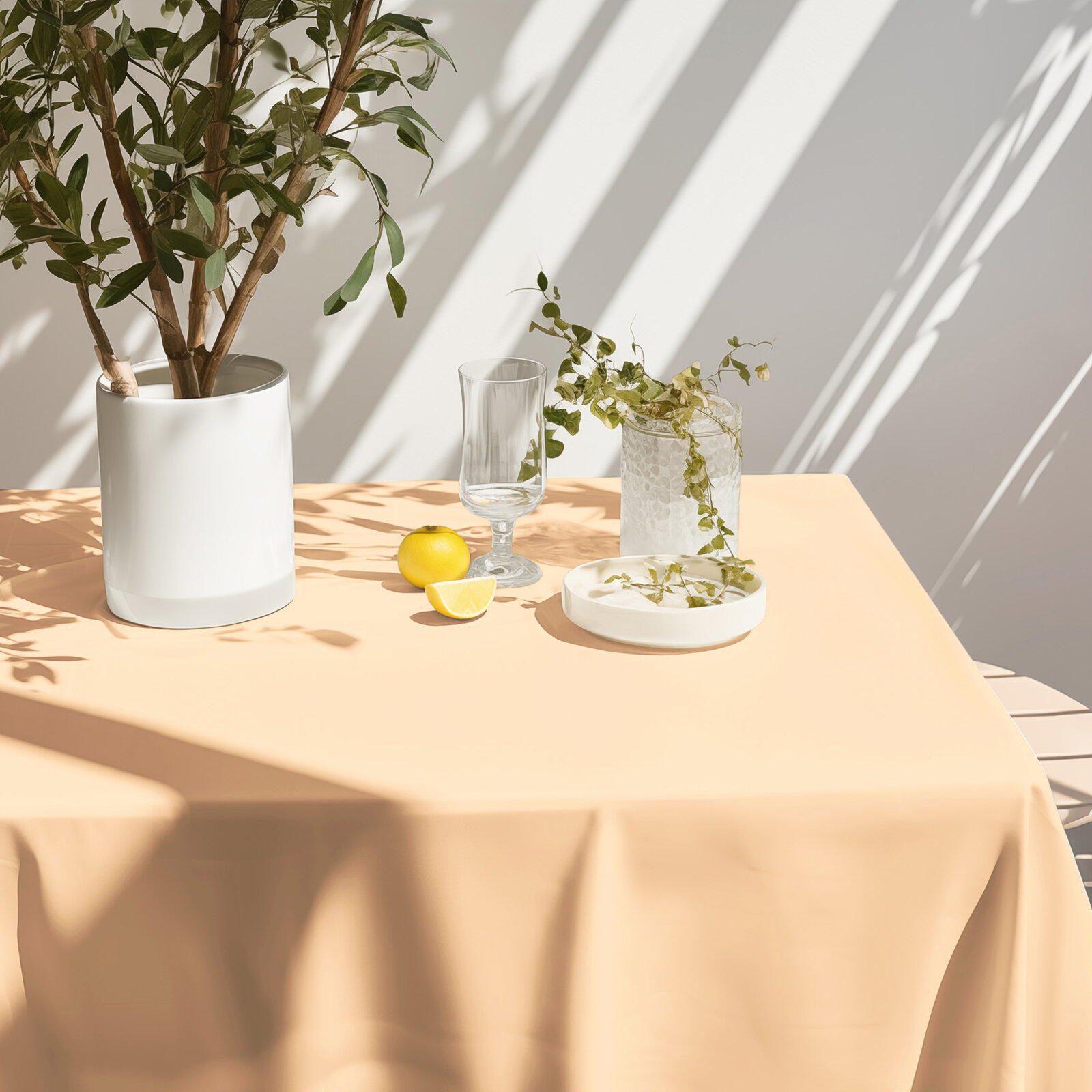 Eckige Tischdecke 100% Baumwolle - apricot