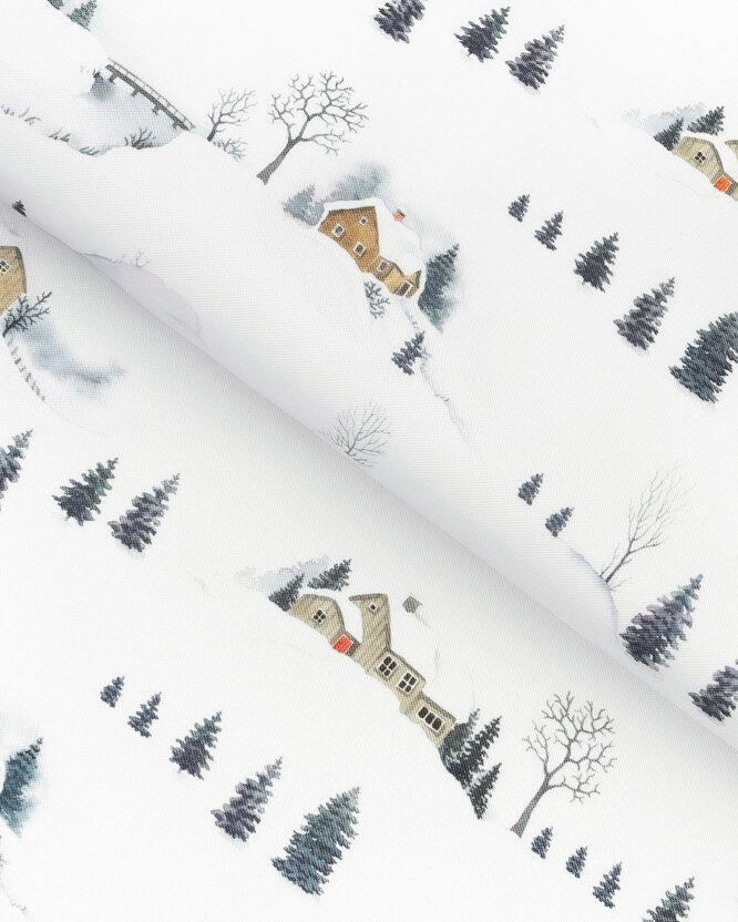 Weihnachtlicher Teflonstoff für Tischdecken – Winterlandschaft