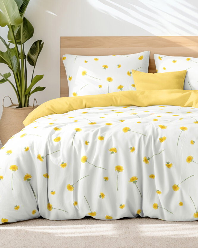 Bettwäsche aus Baumwolle Duo - Löwenzahn mit gelb