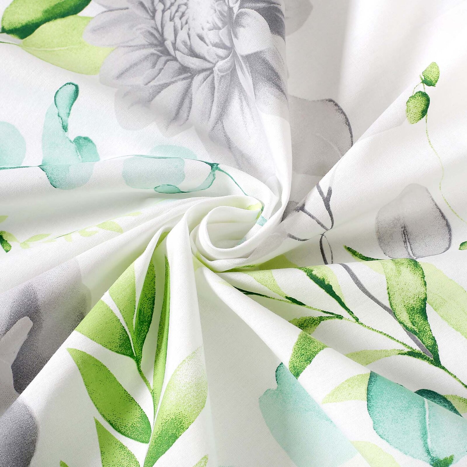 Baumwollstoff Deluxe - Eukalyptus mit Blumen