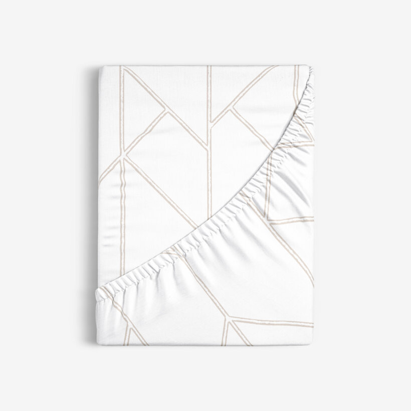 Spannbettlaken aus Baumwolle - Geometrische Linien auf Weiß
