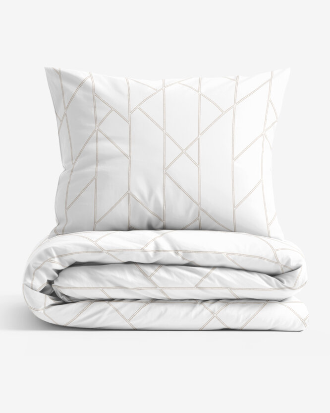 Bettwäsche aus Baumwolle - Geometrische Linien auf Weiß