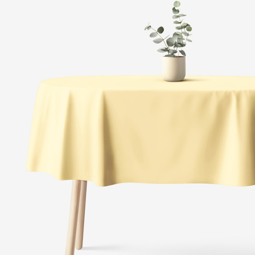 Ovale Tischdecke aus 100% Baumwolle - Bananenfarbe