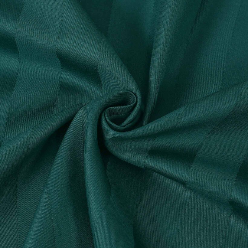 Festliche runde Damast-Tischdecke - dunkelgrüne Streifen mit Satin-Glanz