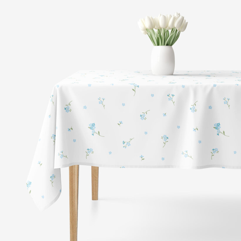Eckige Tischdecke 100% Baumwolle - Vergissmeinnicht