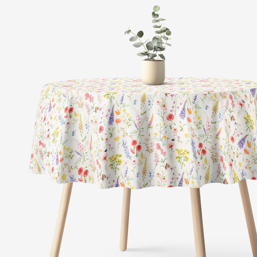 Runde Tischdecke Valencia - Blühende Wiese
