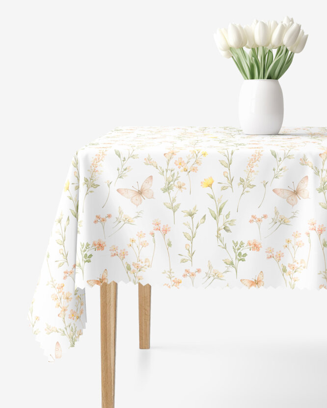 Eckige Teflon-Tischdecke - Schmetterlingsgarten