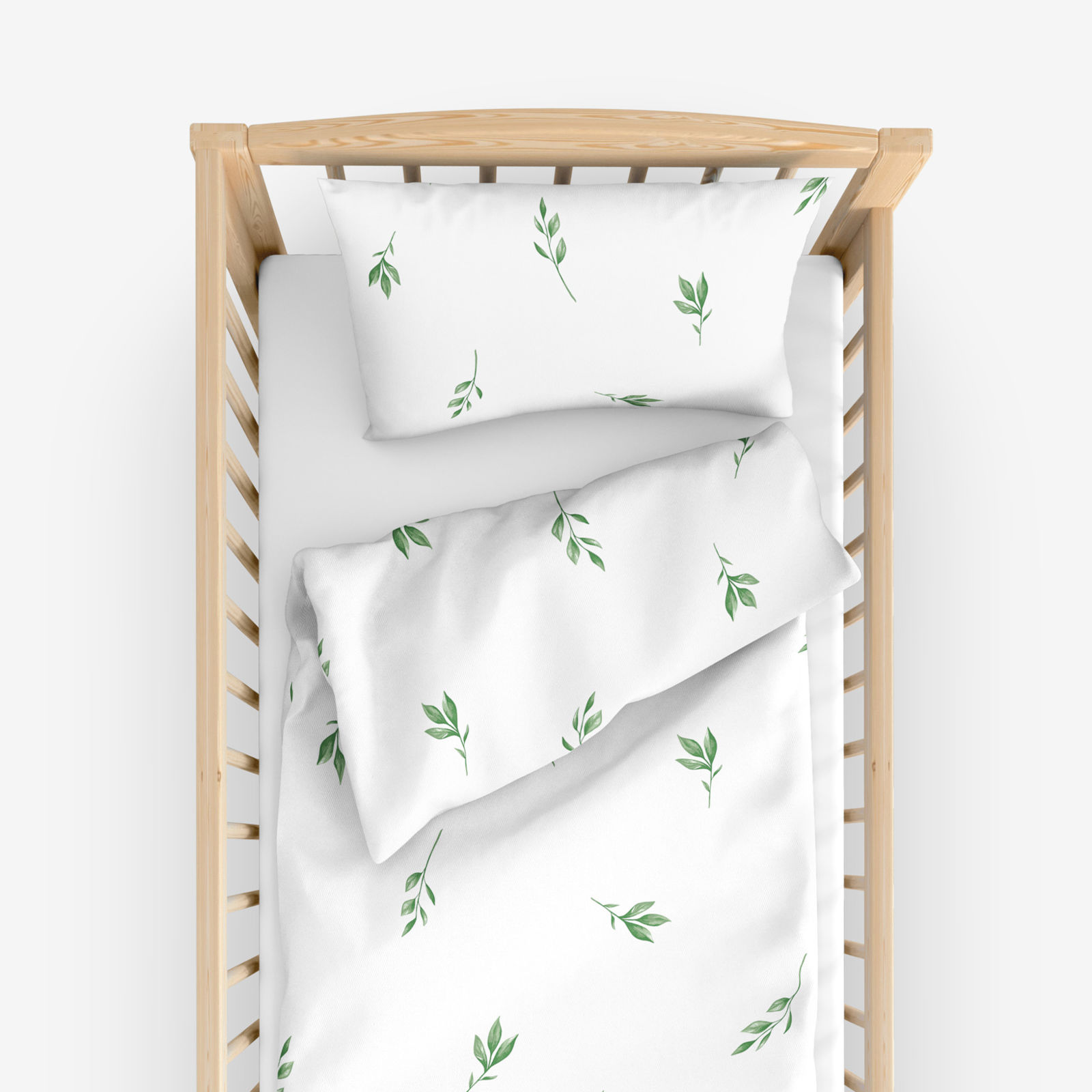 Bettwäsche für Babybetten aus Baumwolle - Olivenblätter