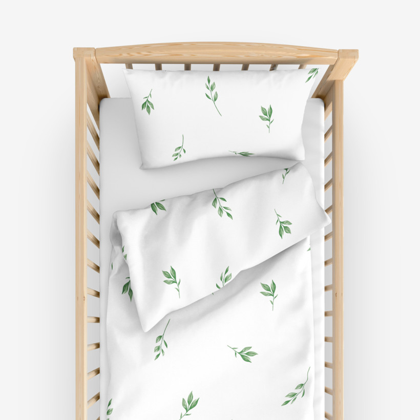 Bettwäsche für Babybetten aus Baumwolle - Olivenblätter