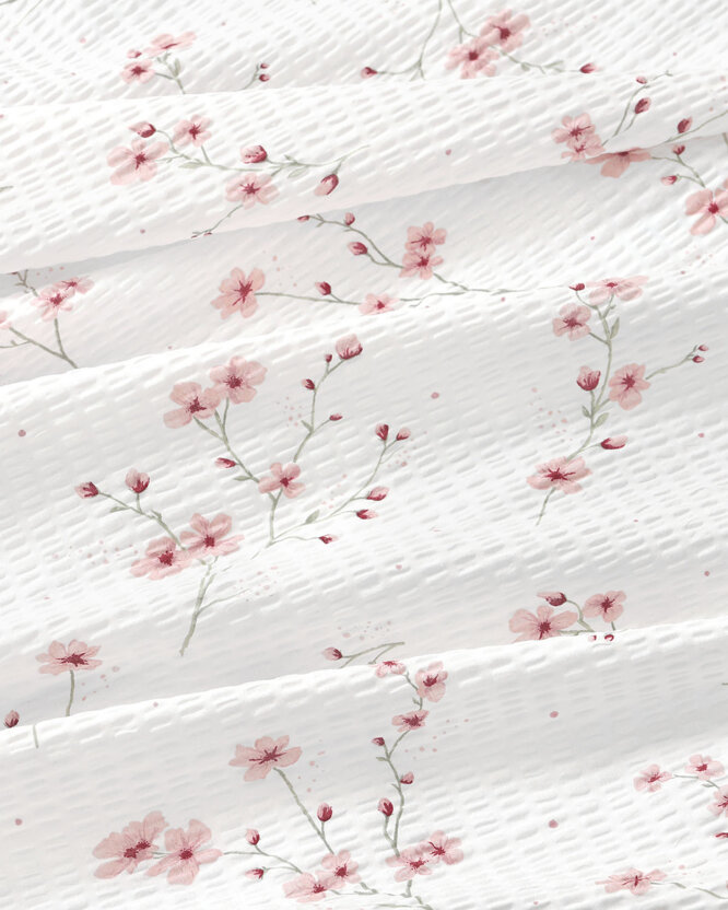 Seersucker-Kissenbezug - Blühende Sakura-Kirschbäume
