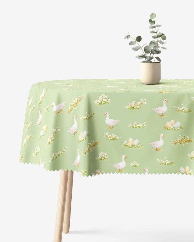 Ostern Ovale Tischdecke Teflon - Gänse und Ostereier