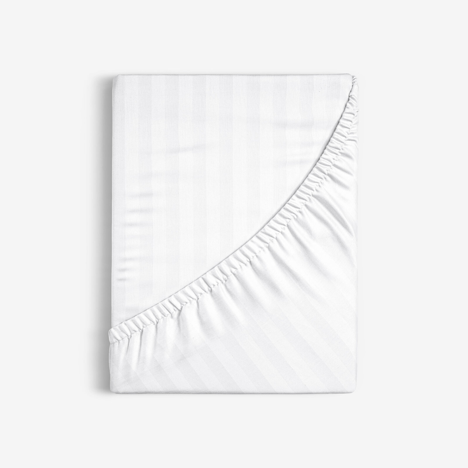 Spannbettlaken aus Damask - weiße Satinstreifen