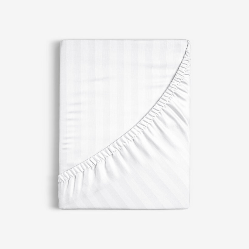 Spannbettlaken aus Damask - weiße Satinstreifen