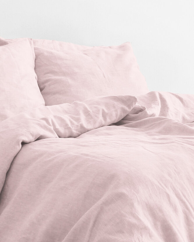 Bettwäsche aus Leinenmischung - puderrosa