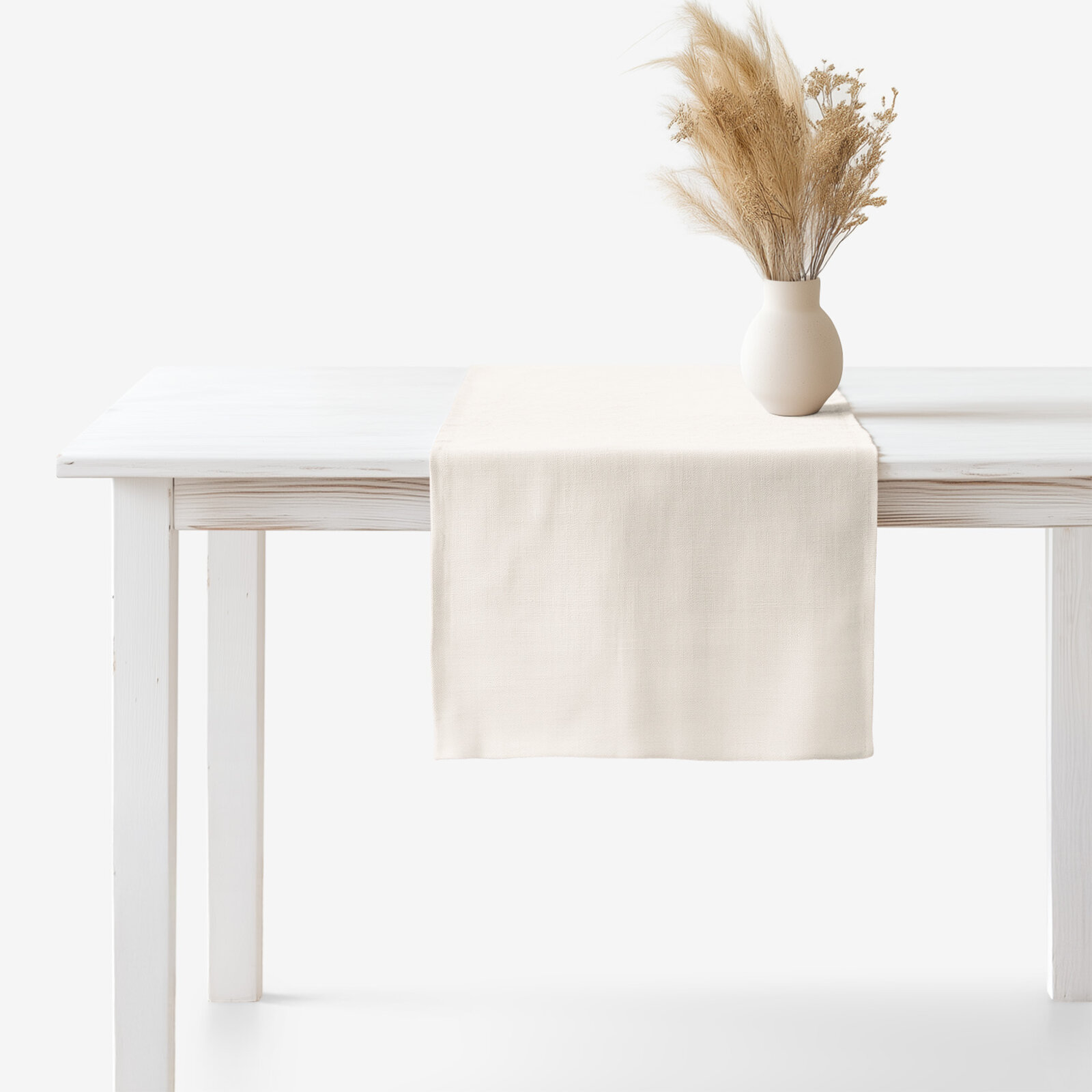 Tischläufer aus Leinenmischung - elfenbein