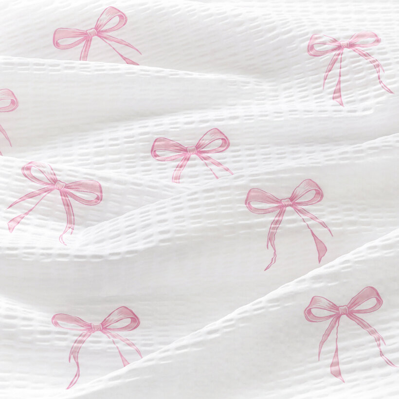 Seersucker - rosa Schleifen
