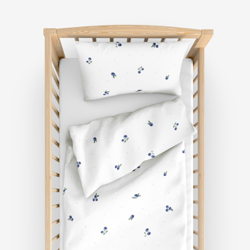 Bettwäsche für Babybetten aus Baumwolle - Heidelbeeren