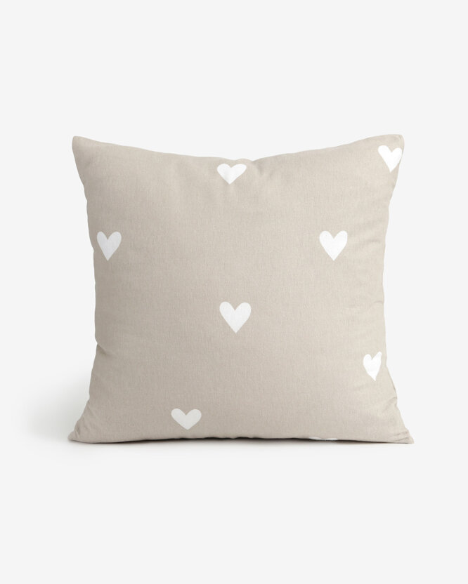 Kissenbezug aus Flanell - Herzchen auf Latte