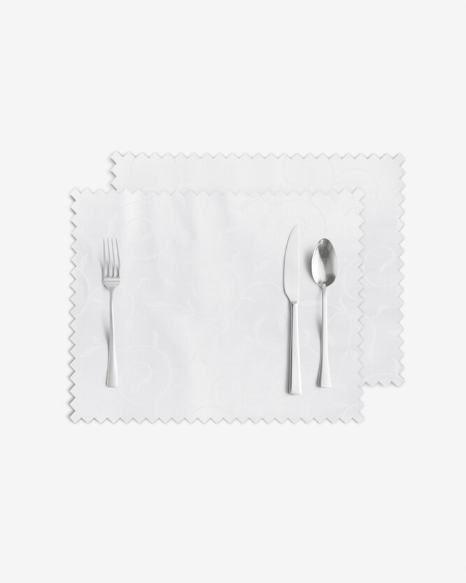 Festliches Tischset Teflon - weiß mit großen Ornamenten - 2 Stück