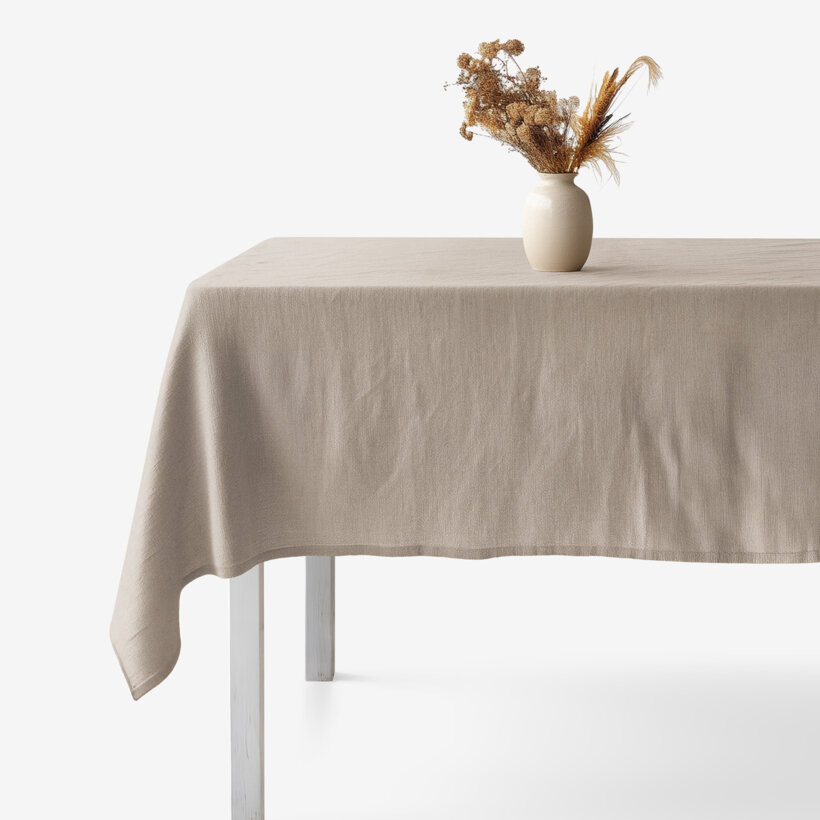 Quadratische Tischdecke aus Leinenmischung - kaffee