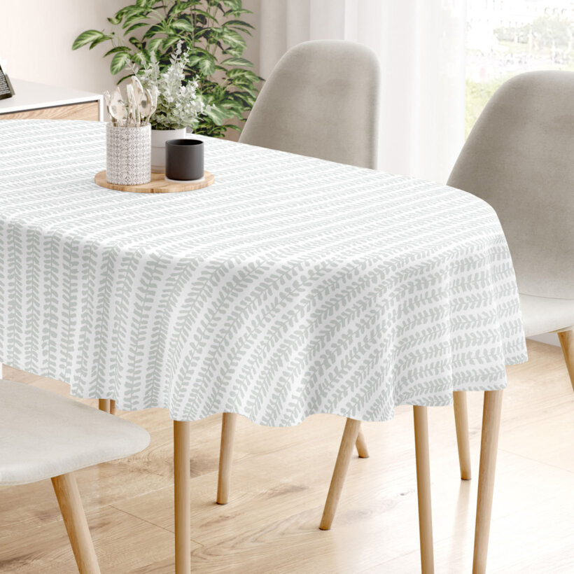 Ovale Tischdecke aus 100% Baumwolle - Skandinavische Blätter